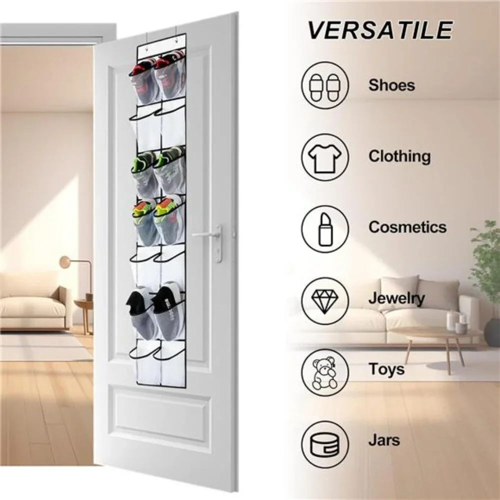 Over Door Shoe Organizer 14 Pocket Hanging Closet Storage Rack 2 Pack White